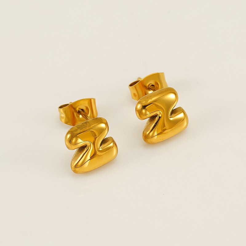 Gold color / 1 Pair Simple Series Elegant Letter Z Titanium Steel 18K Gold Plated Women's Stud Earrings Picture26